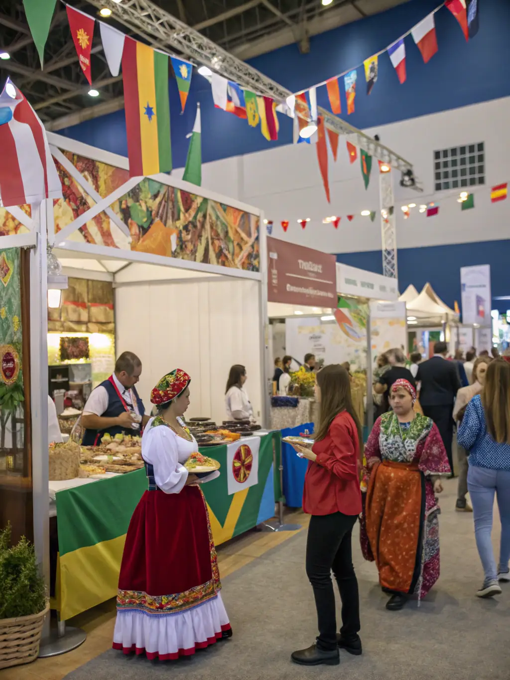 A collage of images showing various cultural exchange activities, including traditional dance performances, language lessons, and local cuisine tasting.